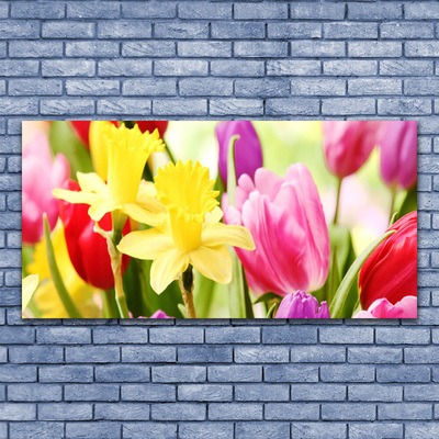 Canvas Wall art Flowers floral red yellow green