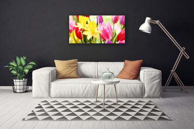 Canvas Wall art Flowers floral red yellow green