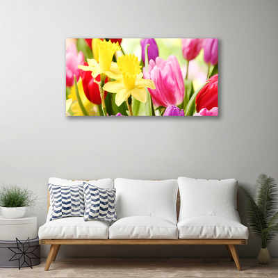 Canvas Wall art Flowers floral red yellow green