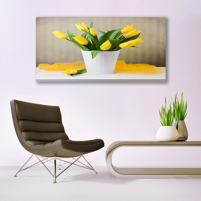 Canvas Wall art Tulips floral yellow green