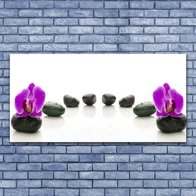 Canvas Wall art Flower stones art pink black