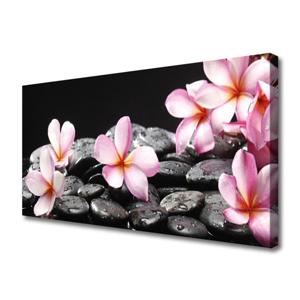 Canvas Wall art Flower stones floral pink black