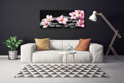 Canvas Wall art Flower stones floral pink black