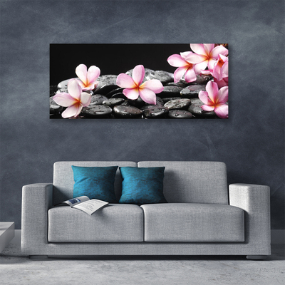 Canvas Wall art Flower stones floral pink black