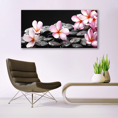 Canvas Wall art Flower stones floral pink black