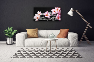 Canvas Wall art Flower stones floral pink black