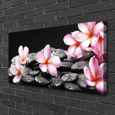 Canvas Wall art Flower stones floral pink black