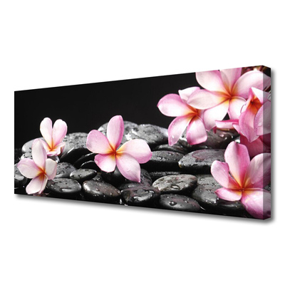 Canvas Wall art Flower stones floral pink black