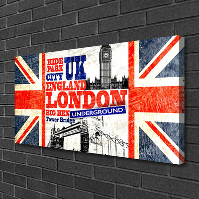 Canvas Wall art London flag art blue white red grey