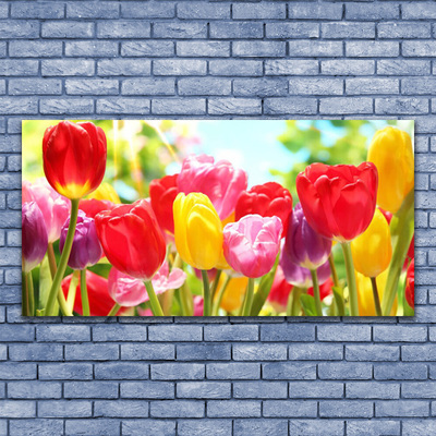 Canvas Wall art Tulips floral red yellow