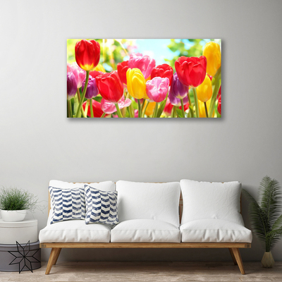 Canvas Wall art Tulips floral red yellow