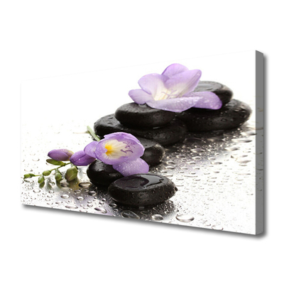 Canvas Wall art Flower stones art pink black