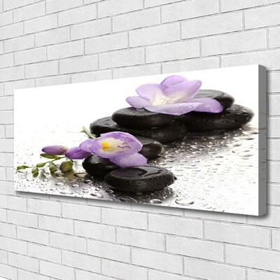 Canvas Wall art Flower stones art pink black