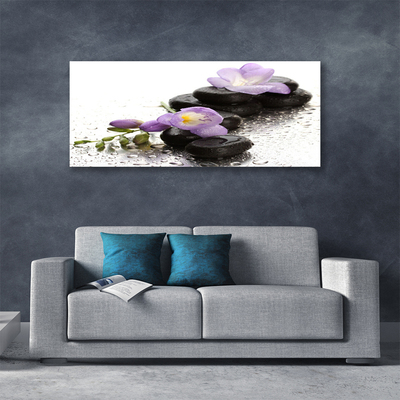 Canvas Wall art Flower stones art pink black