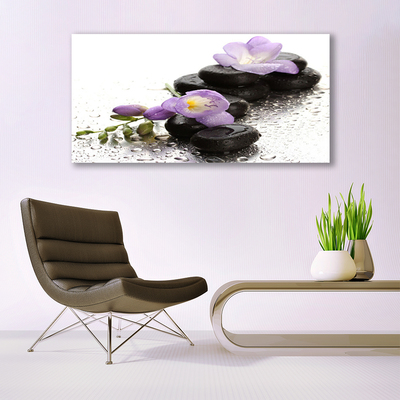 Canvas Wall art Flower stones art pink black