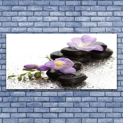 Canvas Wall art Flower stones art pink black