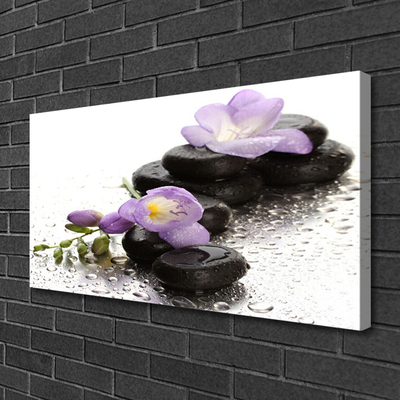 Canvas Wall art Flower stones art pink black