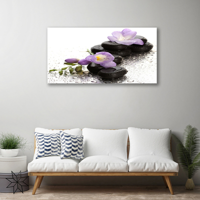 Canvas Wall art Flower stones art pink black