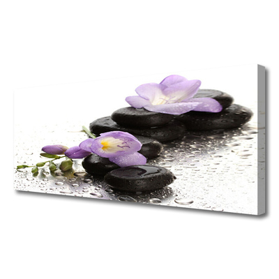 Canvas Wall art Flower stones art pink black