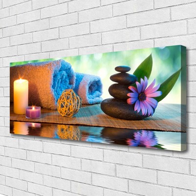 Canvas Wall art Candles stones flower art yellow black purple grey