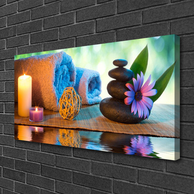 Canvas Wall art Candles stones flower art yellow black purple grey