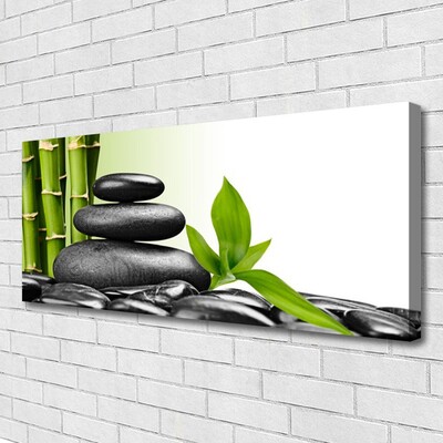 Canvas Wall art Bamboo stalks stones art green black