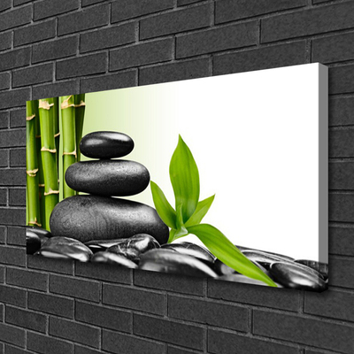 Canvas Wall art Bamboo stalks stones art green black