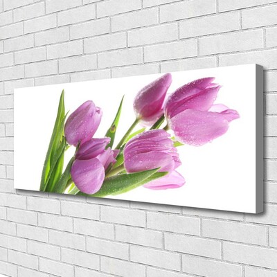 Canvas Wall art Tulips floral pink green