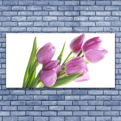 Canvas Wall art Tulips floral pink green