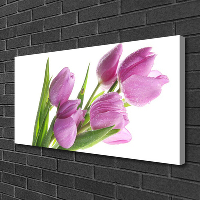 Canvas Wall art Tulips floral pink green