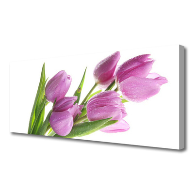 Canvas Wall art Tulips floral pink green