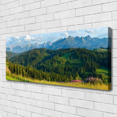 Canvas Wall art Mountain forest nature green