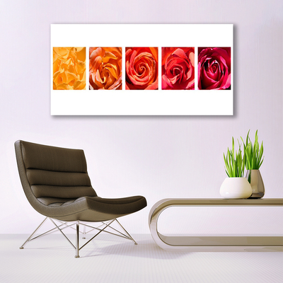 Canvas Wall art Roses floral yellow orange red