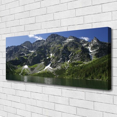 Canvas Wall art Mountains lake forest landscape green grey