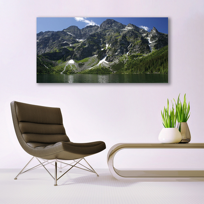 Canvas Wall art Mountains lake forest landscape green grey