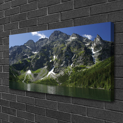 Canvas Wall art Mountains lake forest landscape green grey