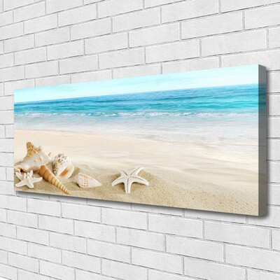 Canvas Wall art Starfish landscape blue white yellow