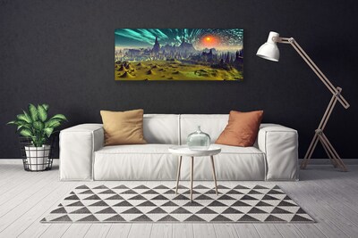 Canvas Wall art Abstract art green brown yellow blue