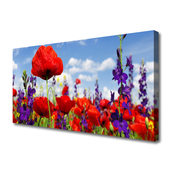 Canvas Wall art Flowers floral red purple