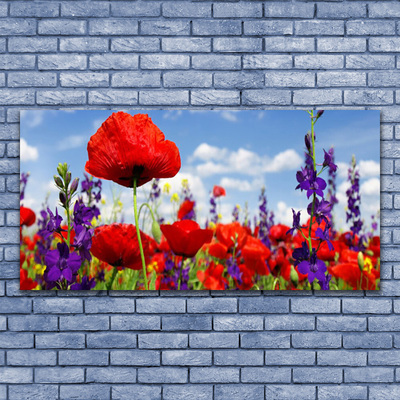 Canvas Wall art Flowers floral red purple
