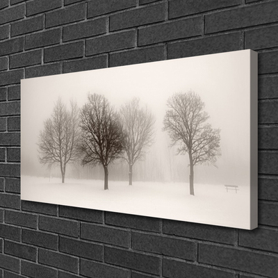 Canvas Wall art Snow trees landscape white brown