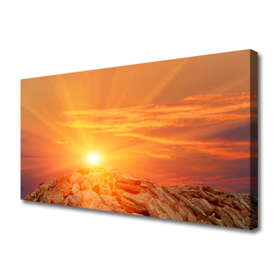 Canvas Wall art Sun landscape yellow