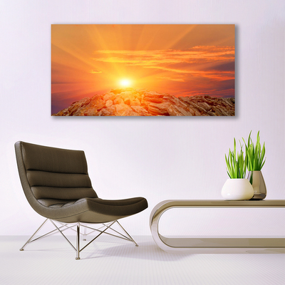 Canvas Wall art Sun landscape yellow