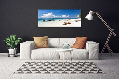 Canvas Wall art Beach stones landscape white grey