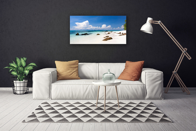 Canvas Wall art Beach stones landscape white grey