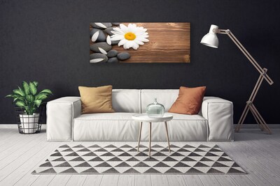 Canvas Wall art Daisy stones floral yellow white grey