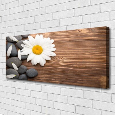 Canvas Wall art Daisy stones floral yellow white grey