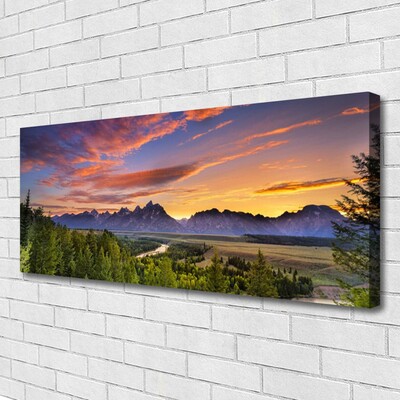 Canvas Wall art Mountain forest nature grey green