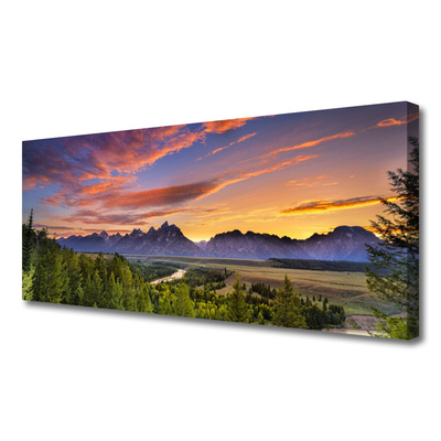 Canvas Wall art Mountain forest nature grey green