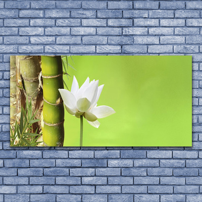 Canvas Wall art Bamboo stalk flower floral green white